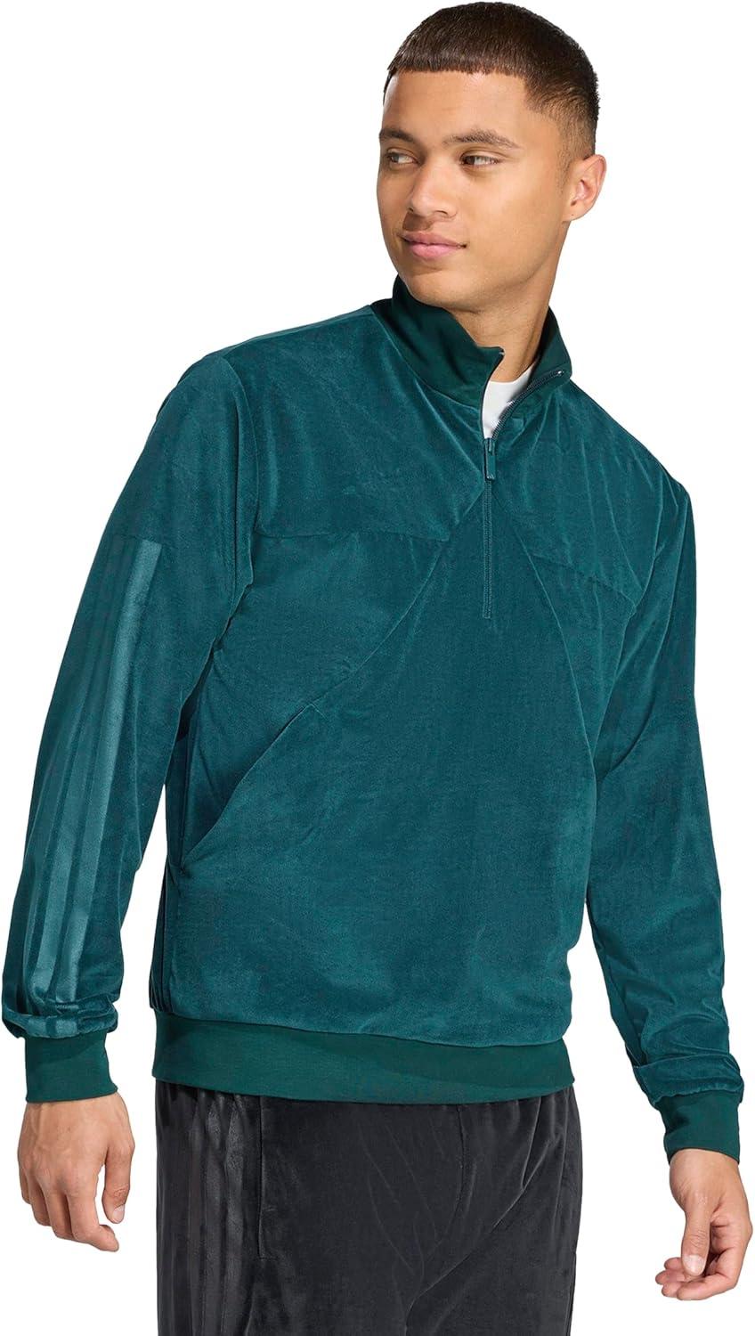 image:imageadidas mens House of Tiro Velour Halfzip Track TopAurora Ivy