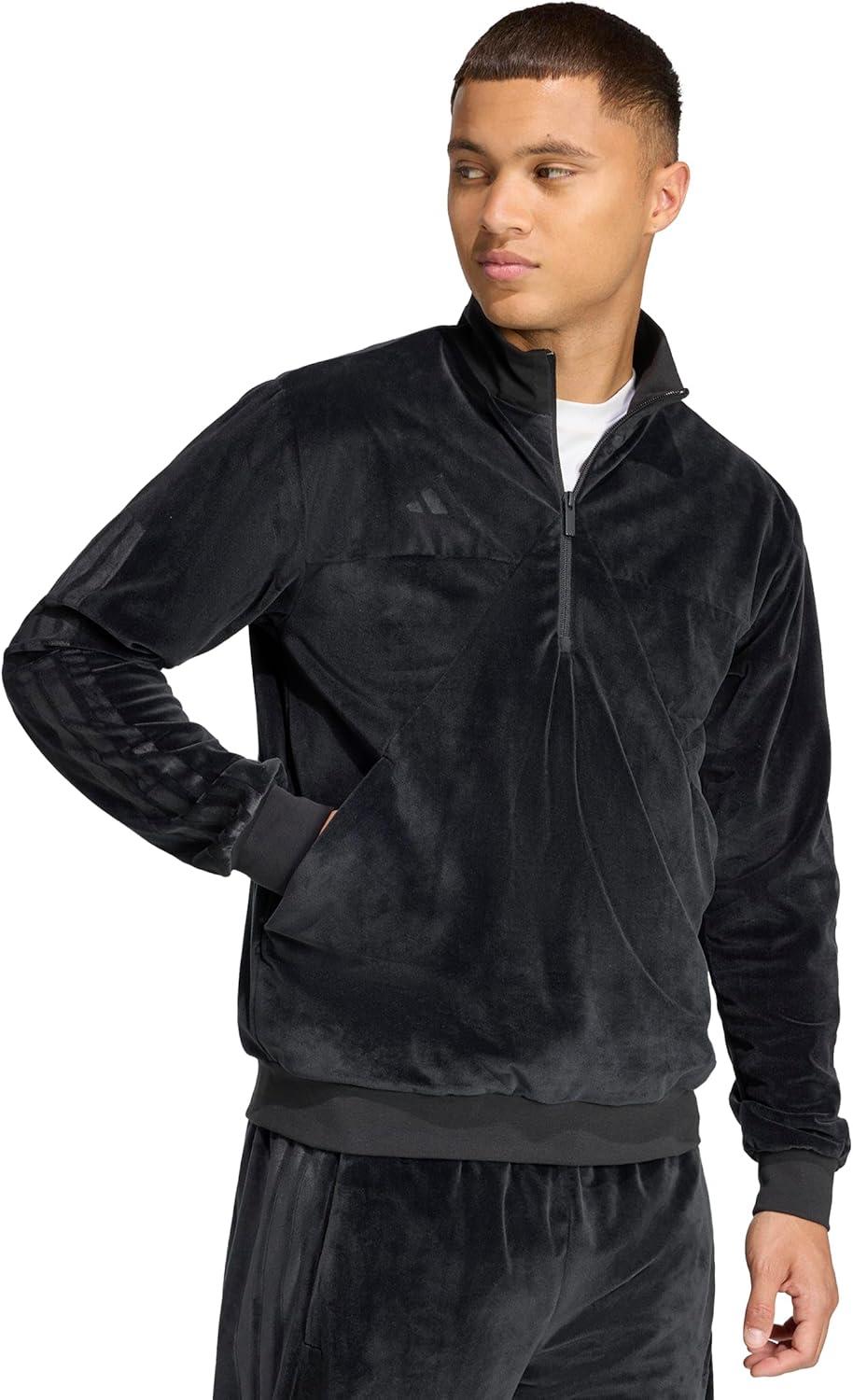 image:imageadidas mens House of Tiro Velour Halfzip Track TopBlack