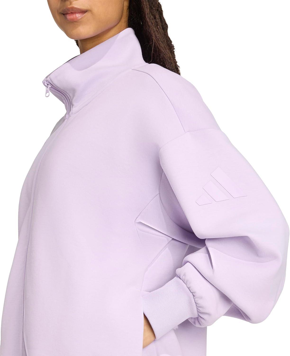 image:imageadidas womens All Szn Soft Lux Loose Fullzip Track TopPowder Plum