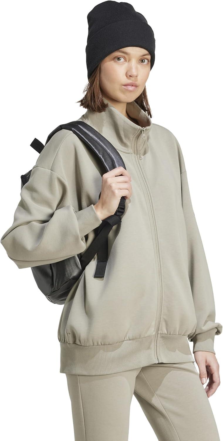 image:imageadidas womens All Szn Soft Lux Loose Fullzip Track TopSilver Pebble
