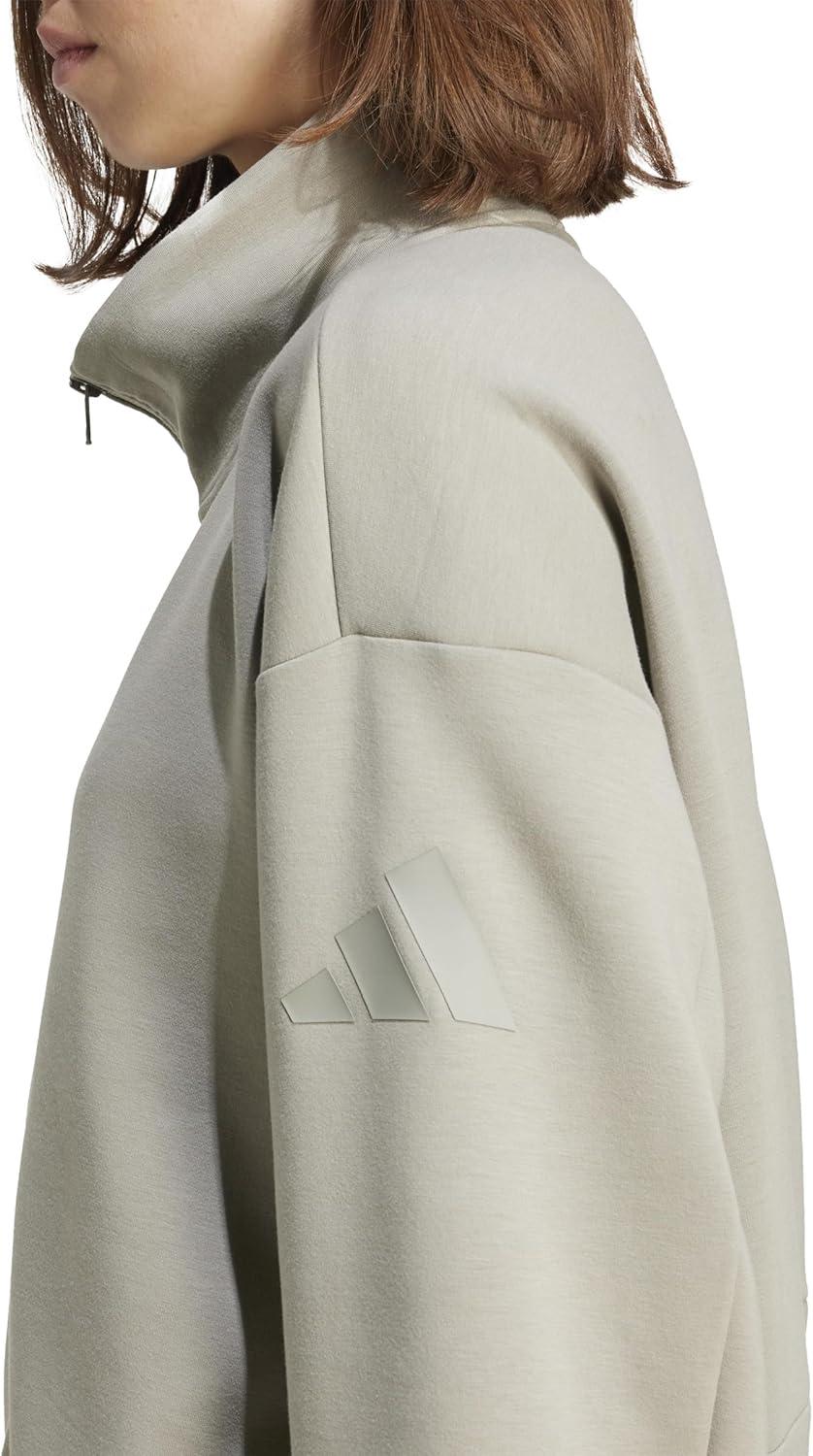 image:imageadidas womens All Szn Soft Lux Loose Fullzip Track TopSilver Pebble