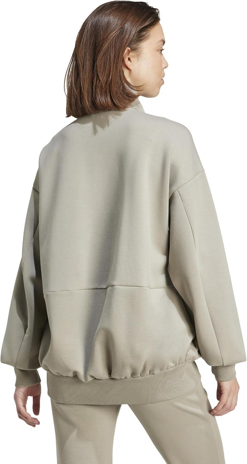 image:imageadidas womens All Szn Soft Lux Loose Fullzip Track TopSilver Pebble