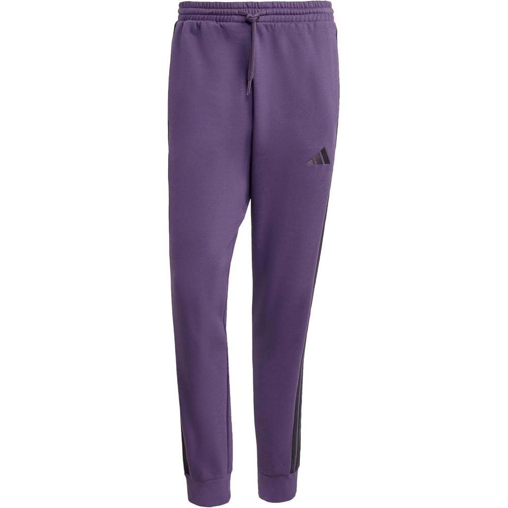 image:imageadidas Mens Essentials 3 Stripe Regular Fit Fleece PantsAurora PlumBlack