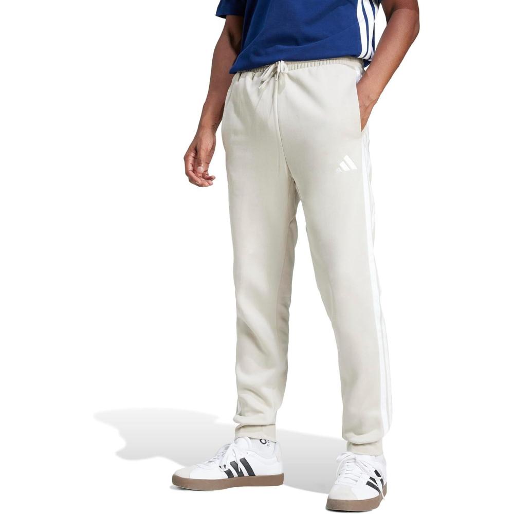 image:imageadidas Mens Essentials 3 Stripe Regular Fit Fleece PantsWonder AluminaWhite
