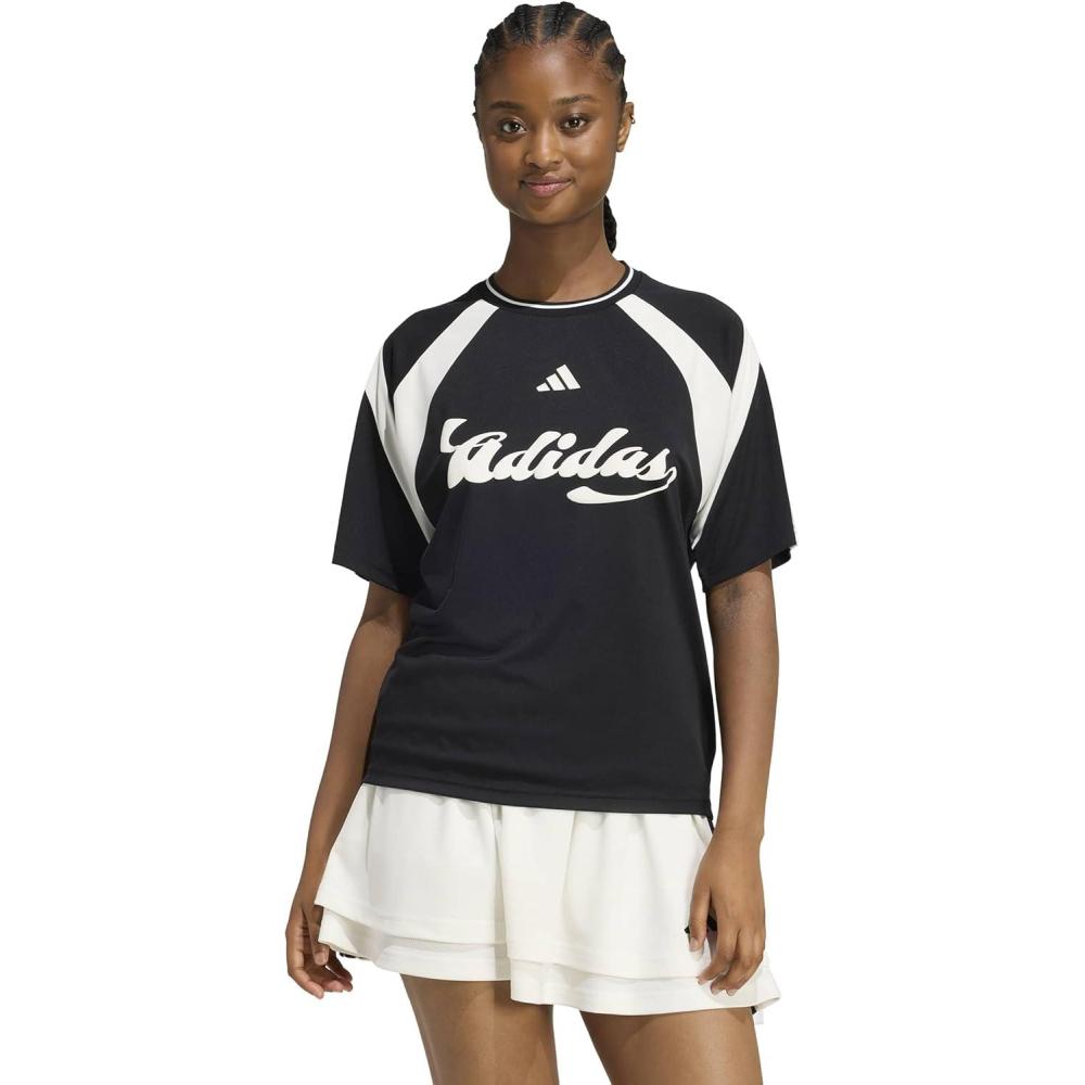 image:imageadidas Womens House of Tiro Graphic JerseyBlackOff WhiteWhite