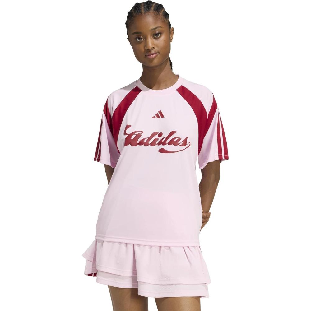 image:imageadidas Womens House of Tiro Graphic JerseyClear PinkMaroon