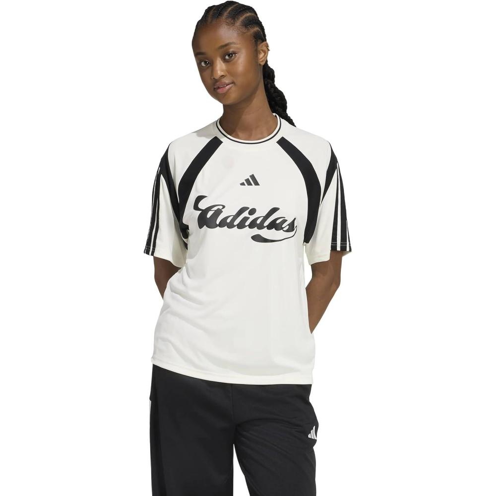 image:imageadidas Womens House of Tiro Graphic JerseyOff WhiteBlack