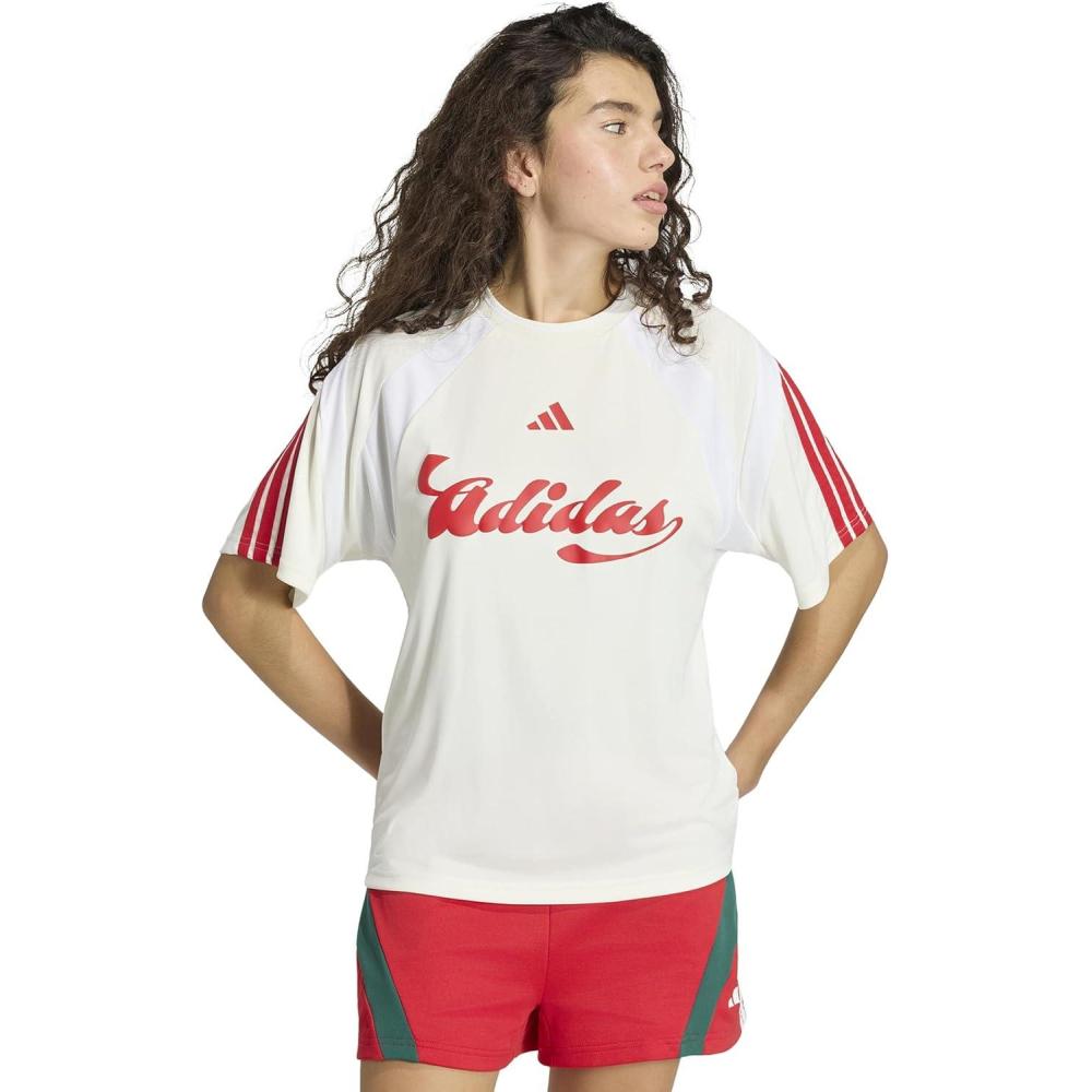 image:imageadidas Womens House of Tiro Graphic JerseyOff WhiteWhiteTeam Collegiate Red
