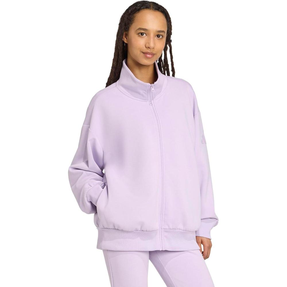 image:imageadidas womens All Szn Soft Lux Loose Fullzip Track TopPowder Plum