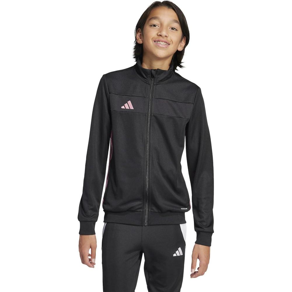 image:imageadidas boys Tiro 25 Essentials Training Track TopBlackEasy PinkWhite
