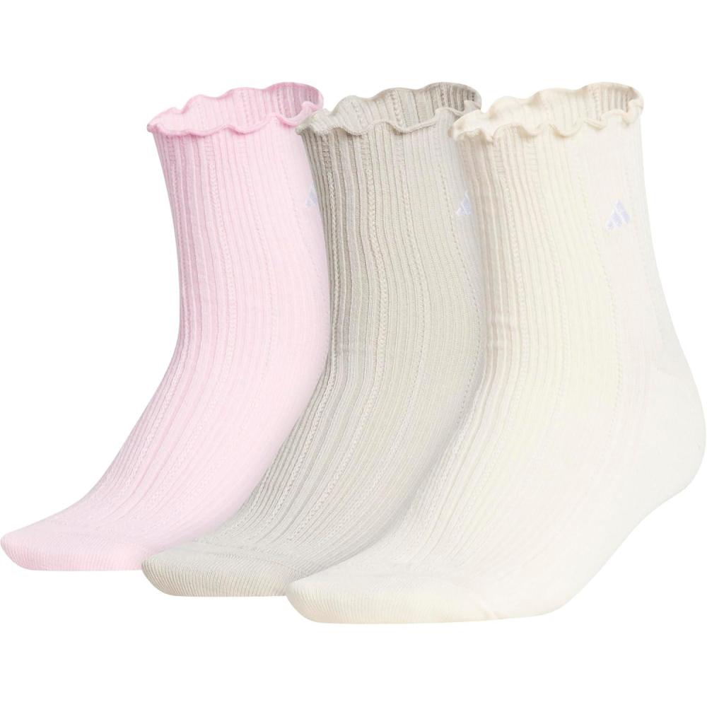 image:imageadidas womens Womens Performance Ruffle 3pack QuarterClear PinkWonder Alumina GreyWonder White