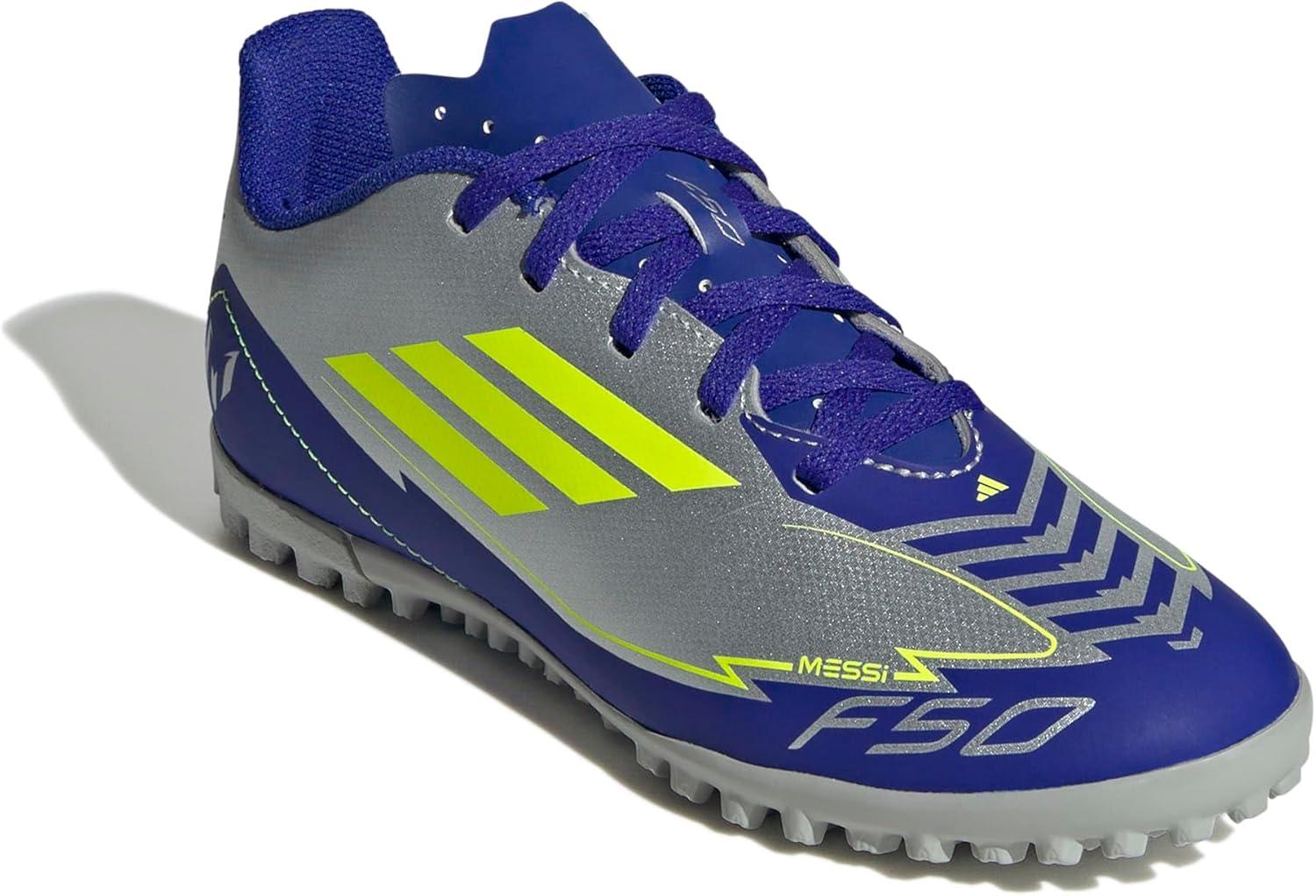 image:imageAdidas UnisexChild F50 Club Messi TurfSilver MetallicSolar YellowLucid Blue
