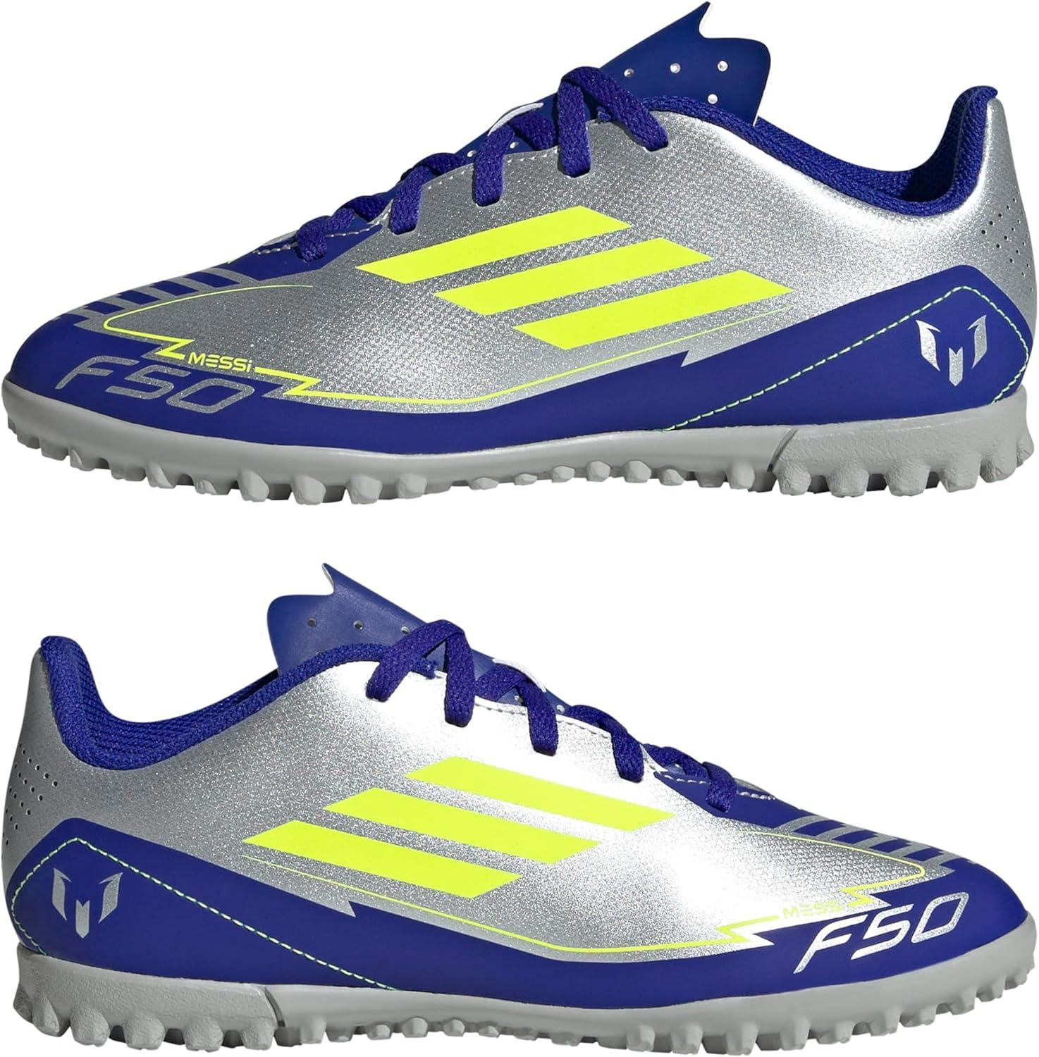 image:imageAdidas UnisexChild F50 Club Messi TurfSilver MetallicSolar YellowLucid Blue