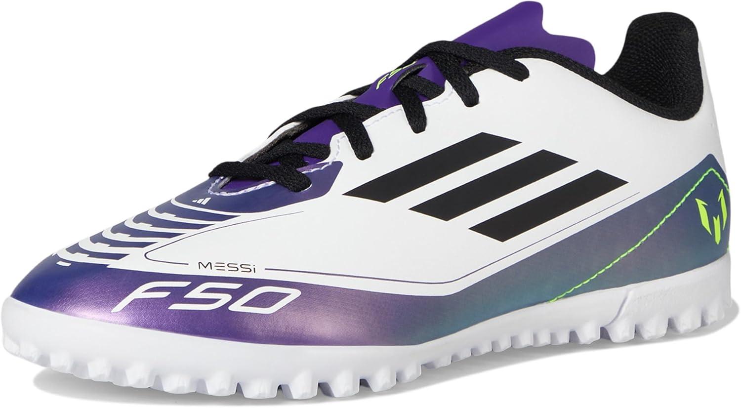 image:imageAdidas UnisexChild F50 Club Messi TurfWhiteBlackUnity Purple