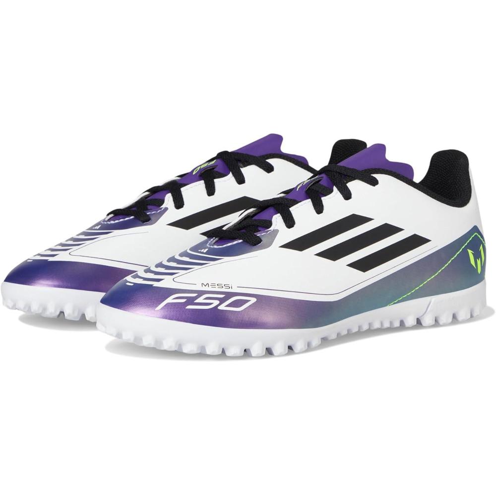 image:imageAdidas UnisexChild F50 Club Messi TurfWhiteBlackUnity Purple