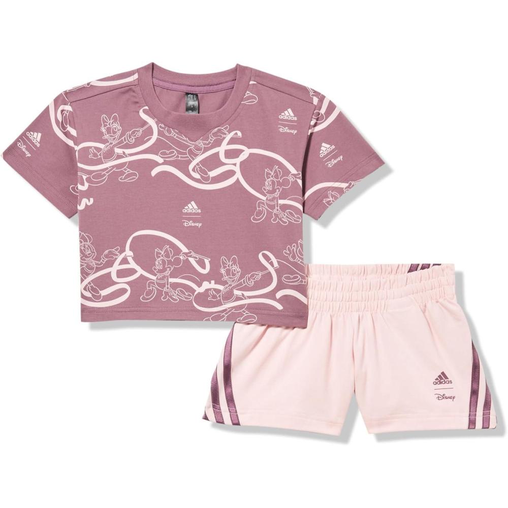 image:imageadidas girls Disney Minnie and Daisy Tshirt SetShadow FigSandy Pink Met