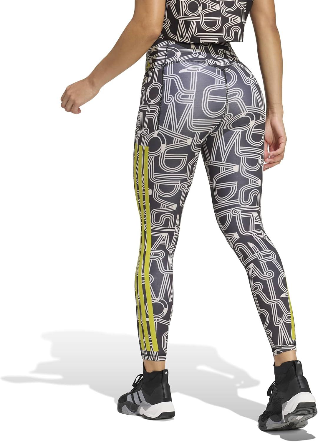 image:imageAdidas Womens Farm Rio 78 Training LeggingsBlackCrystal LinenUnity Lime