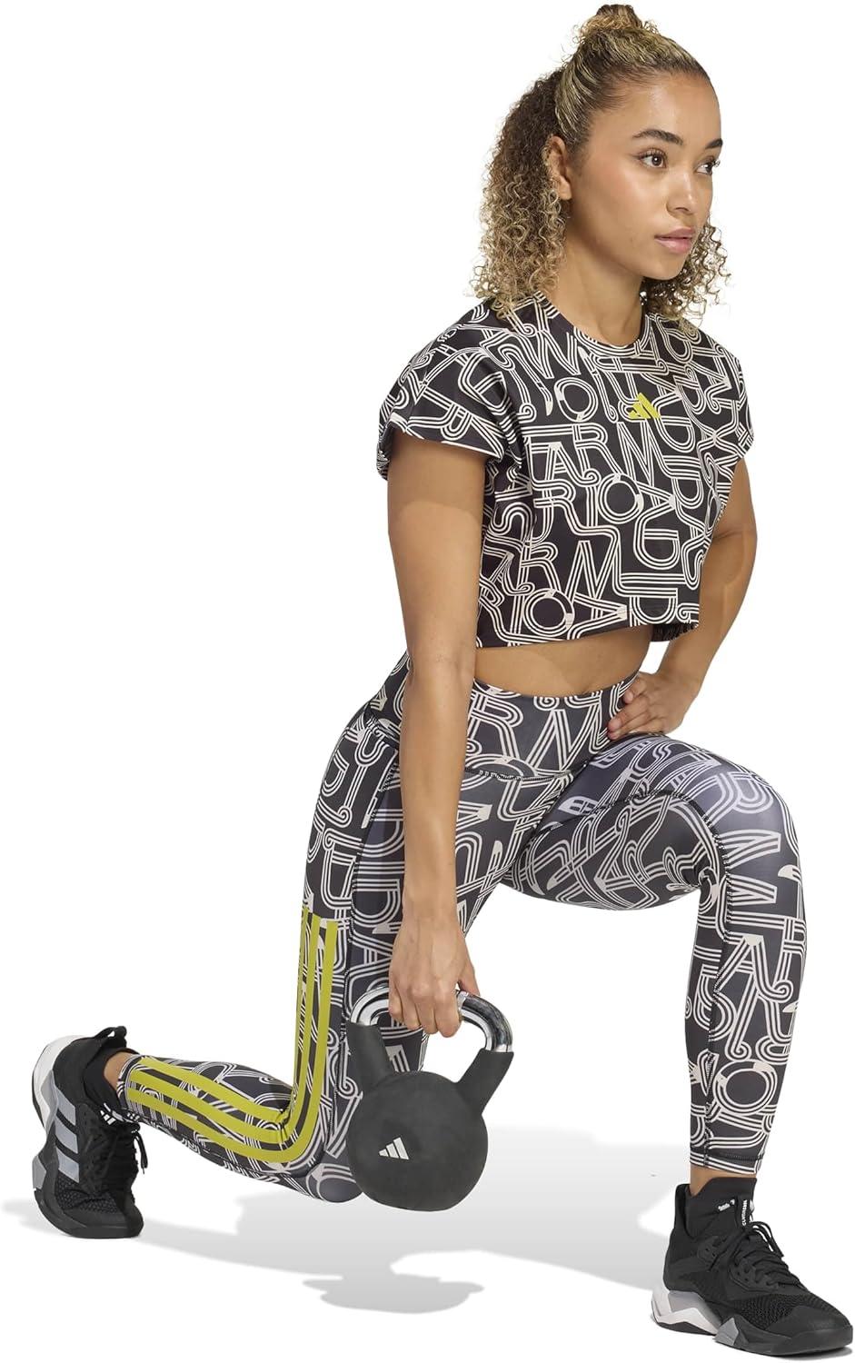 image:imageAdidas Womens Farm Rio 78 Training LeggingsBlackCrystal LinenUnity Lime