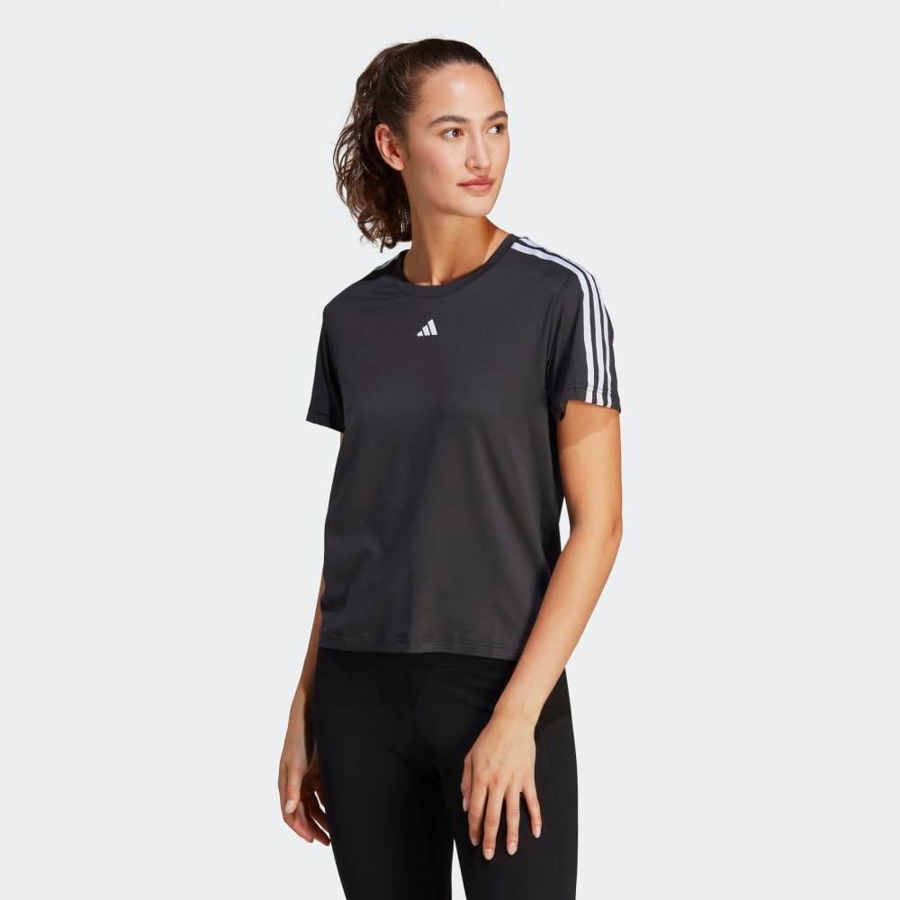 image:imageAdidas Womens Train Essentials 3Stripes TShirtBlackWhite