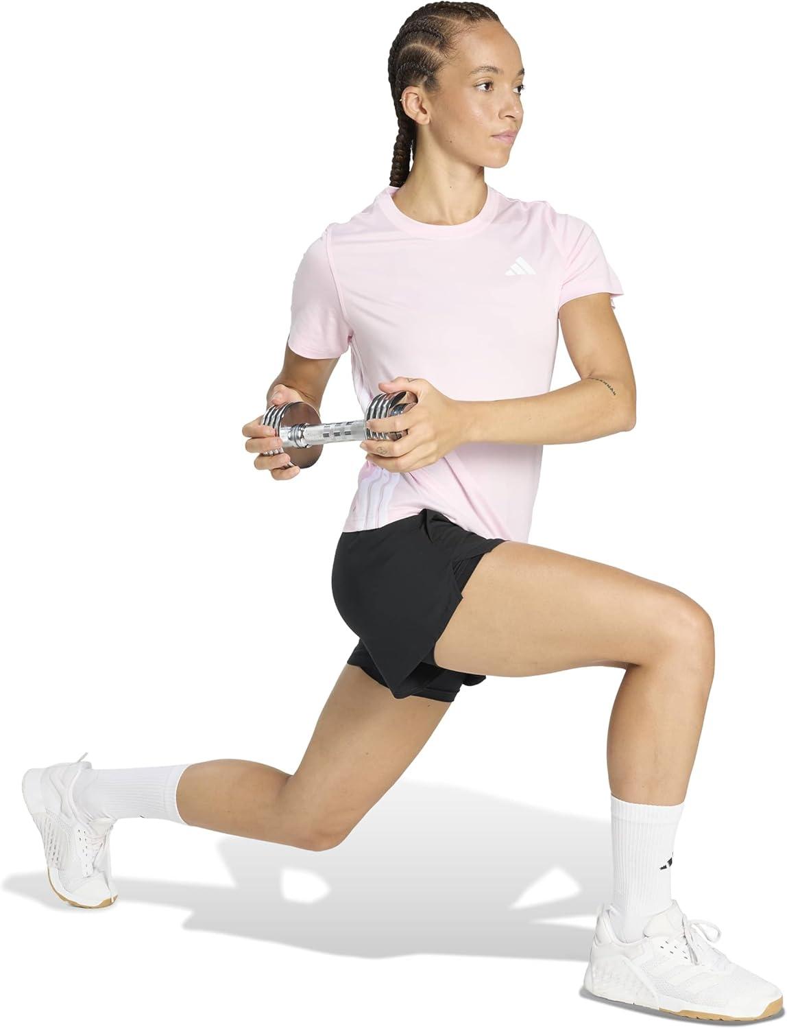 image:imageAdidas Womens Train Essentials 3Stripes TShirtClear PinkWhite