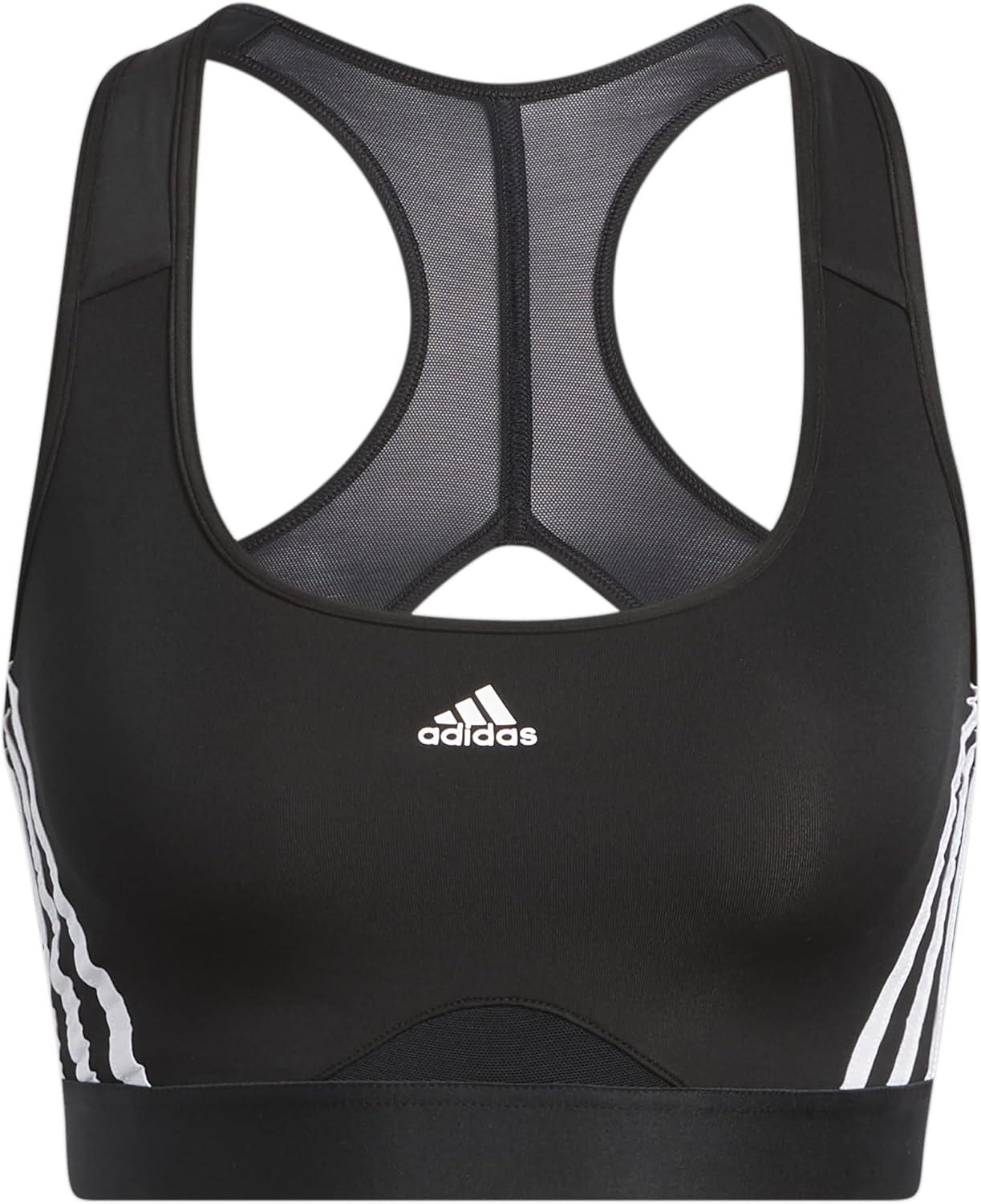 image:imageadidas Powerimpact Train MediumSupport 3Stripes Womens Sports BraBlack White