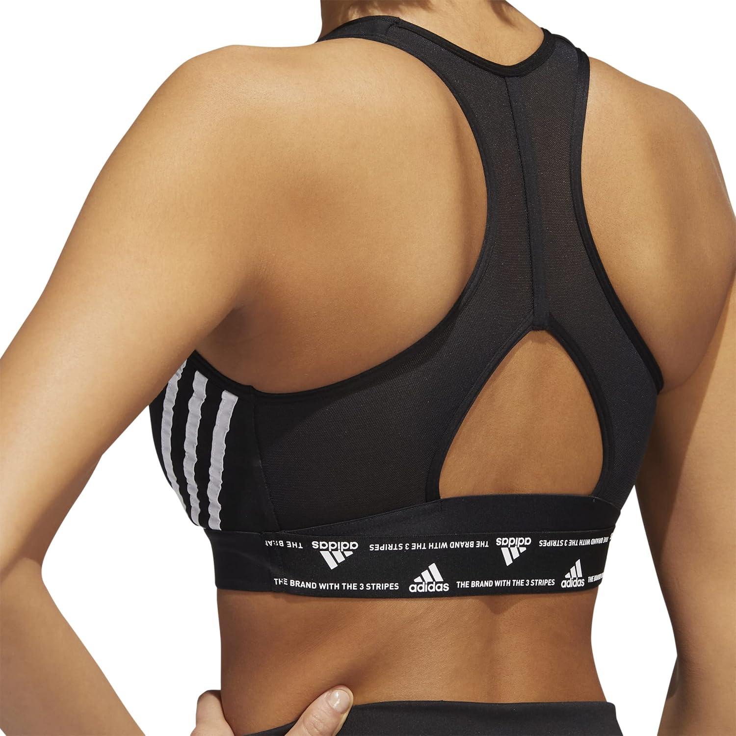 image:imageadidas Powerimpact Train MediumSupport 3Stripes Womens Sports BraBlack White