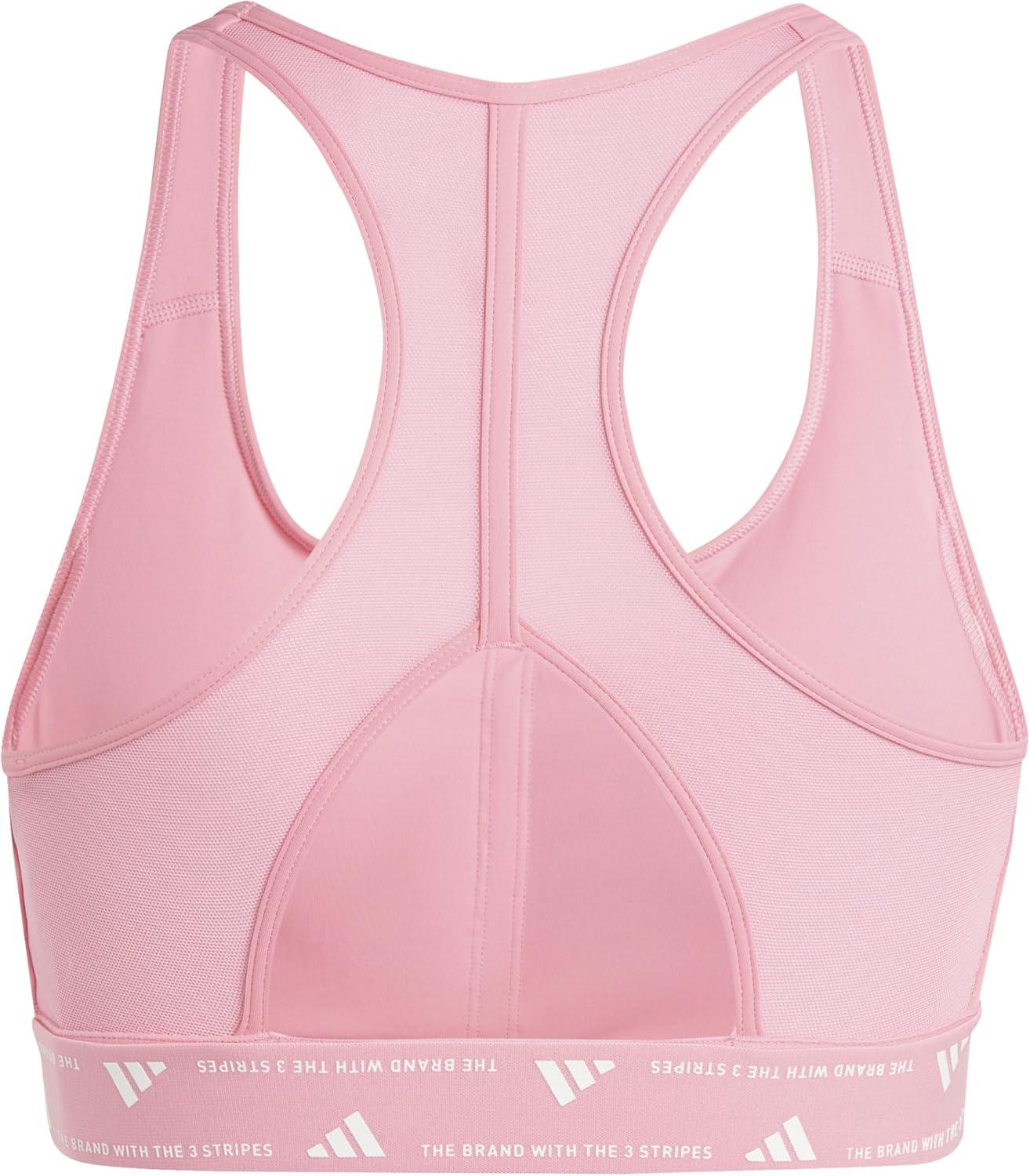 image:imageadidas Powerimpact Train MediumSupport 3Stripes Womens Sports BraBliss PinkWhite