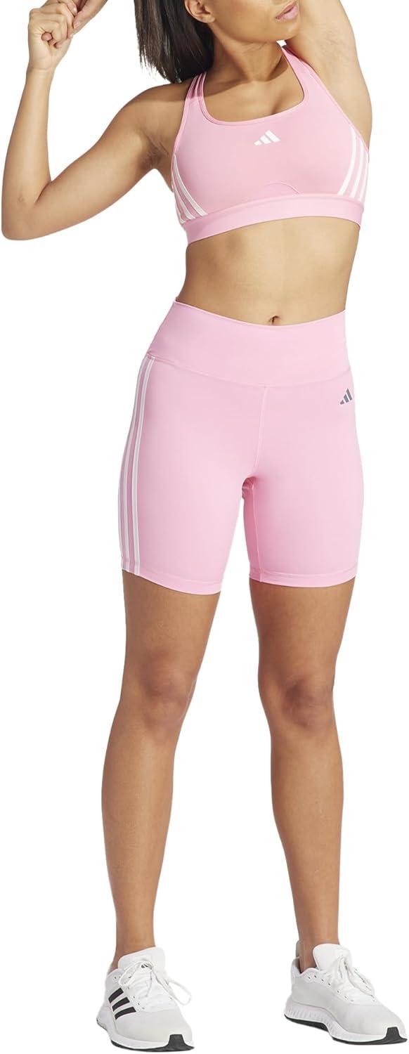 image:imageadidas Powerimpact Train MediumSupport 3Stripes Womens Sports BraBliss PinkWhite