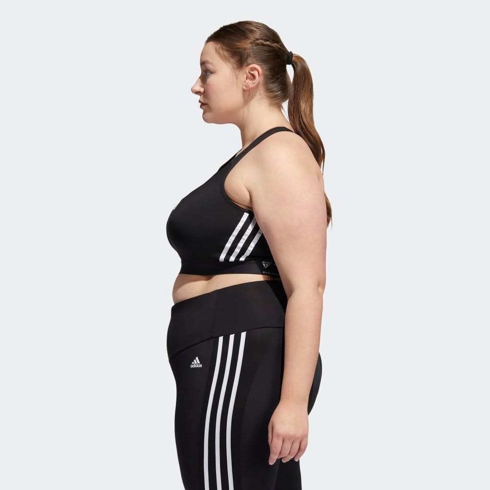 image:imageadidas Powerimpact Train MediumSupport 3Stripes Womens Sports BraCore BlackWhite