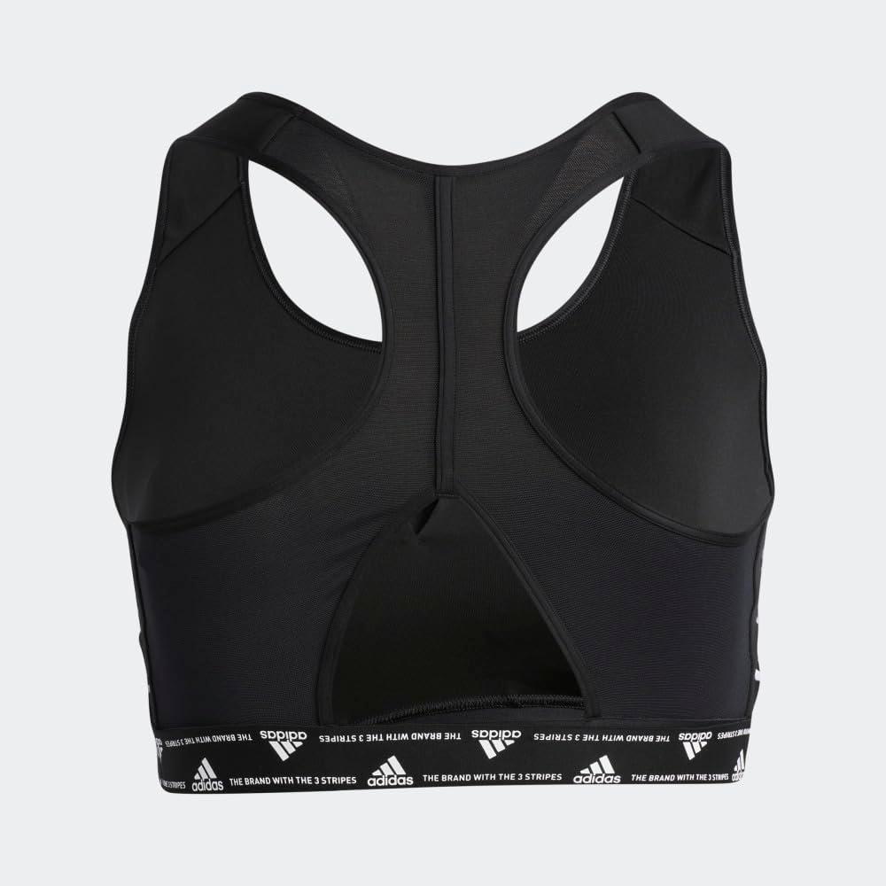 image:imageadidas Powerimpact Train MediumSupport 3Stripes Womens Sports BraCore BlackWhite
