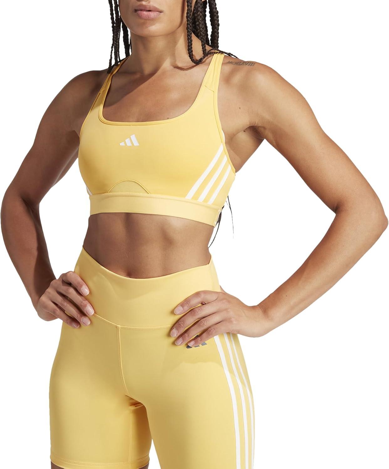 image:imageadidas Powerimpact Train MediumSupport 3Stripes Womens Sports BraSemi SparkWhite