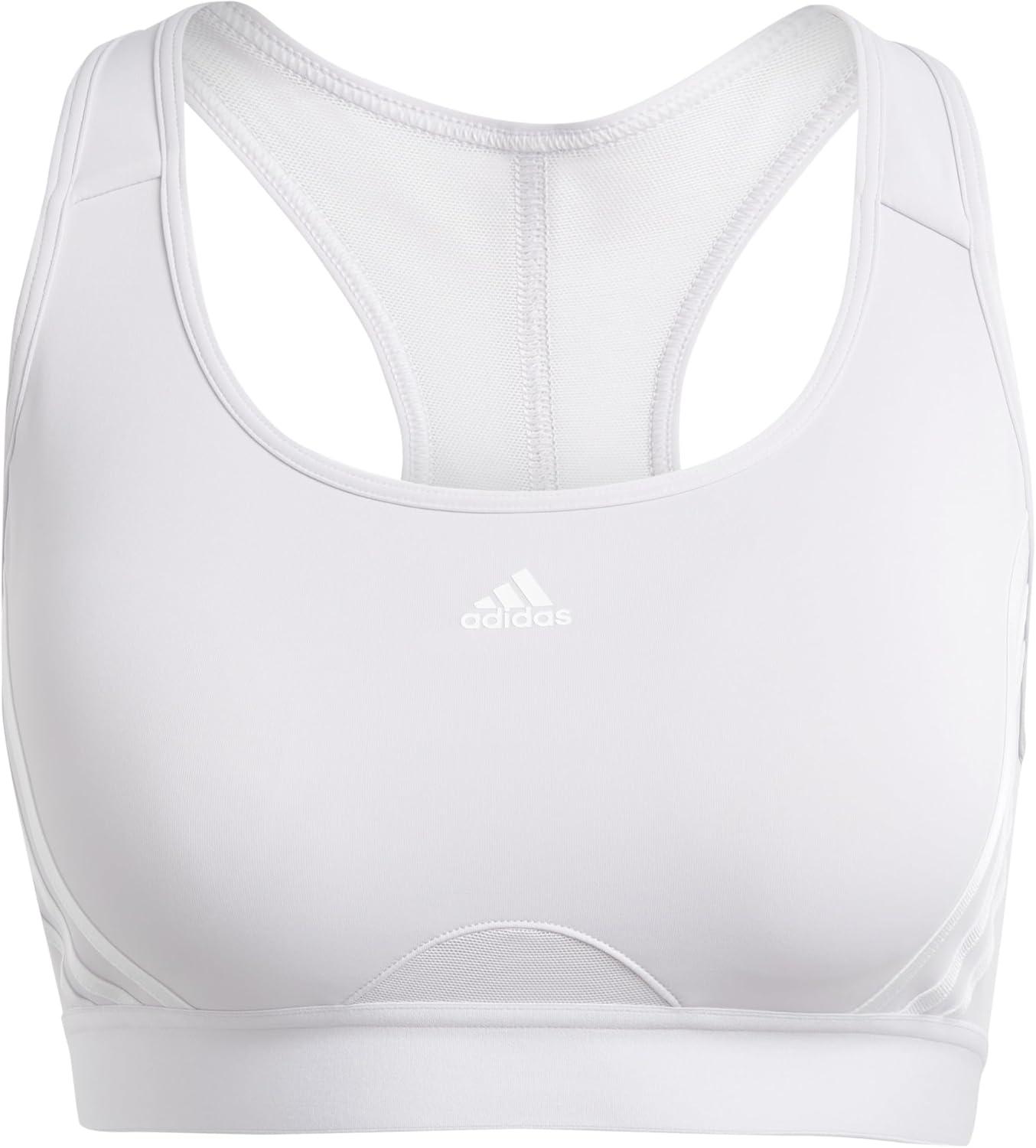image:imageadidas Powerimpact Train MediumSupport 3Stripes Womens Sports BraSilver DawnWhite