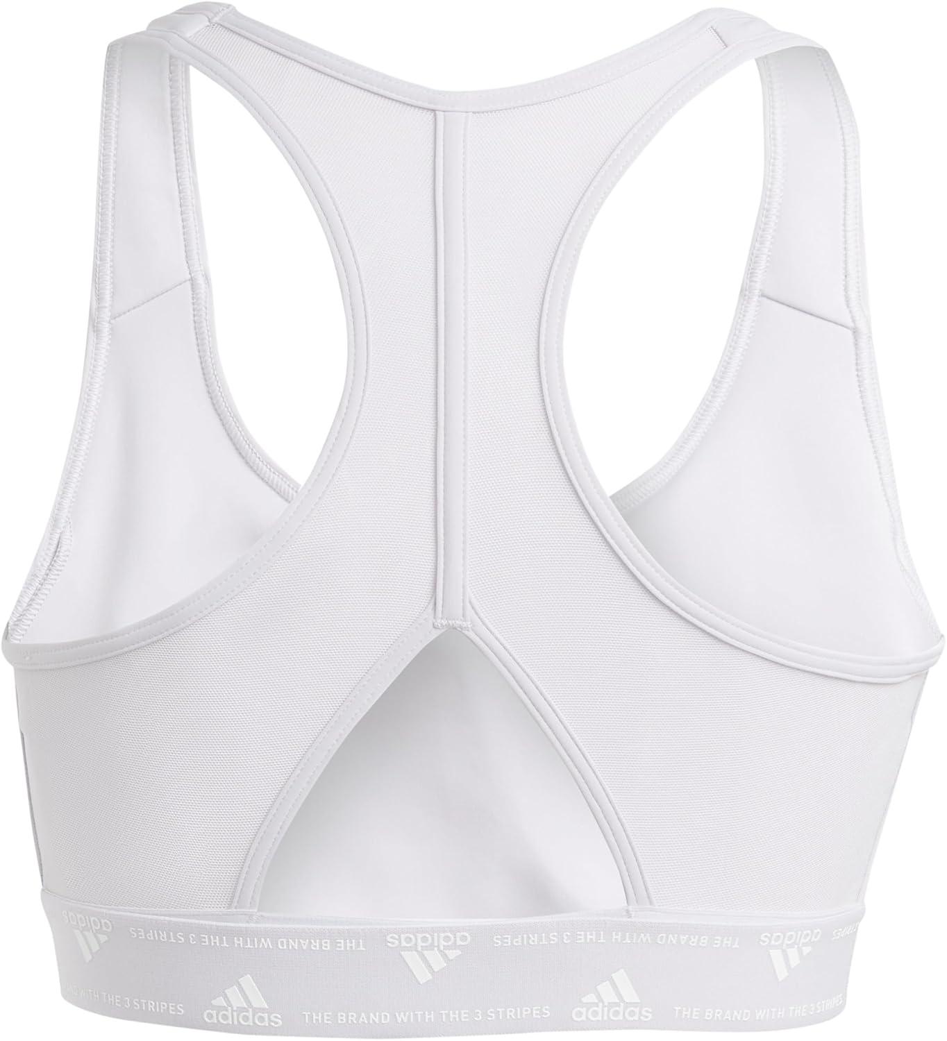 image:imageadidas Powerimpact Train MediumSupport 3Stripes Womens Sports BraSilver DawnWhite