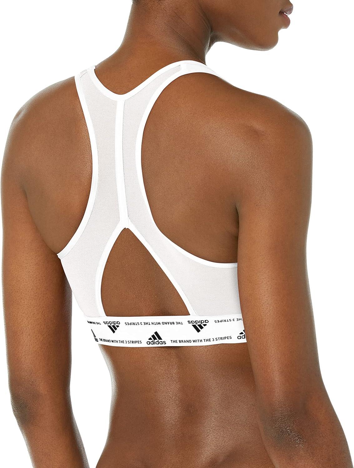 image:imageadidas Powerimpact Train MediumSupport 3Stripes Womens Sports BraWhiteBlack