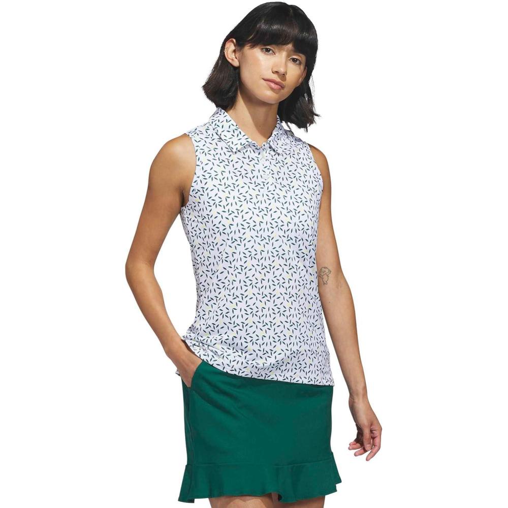image:imageadidas Womens Ultimate365 Printed Ottoman Sleeveless PoloCollegiate Green