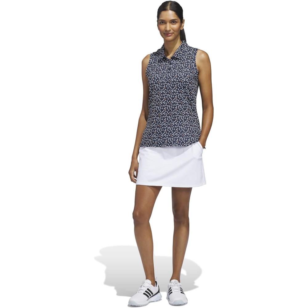 image:imageadidas Womens Ultimate365 Printed Ottoman Sleeveless PoloCollegiate Navy