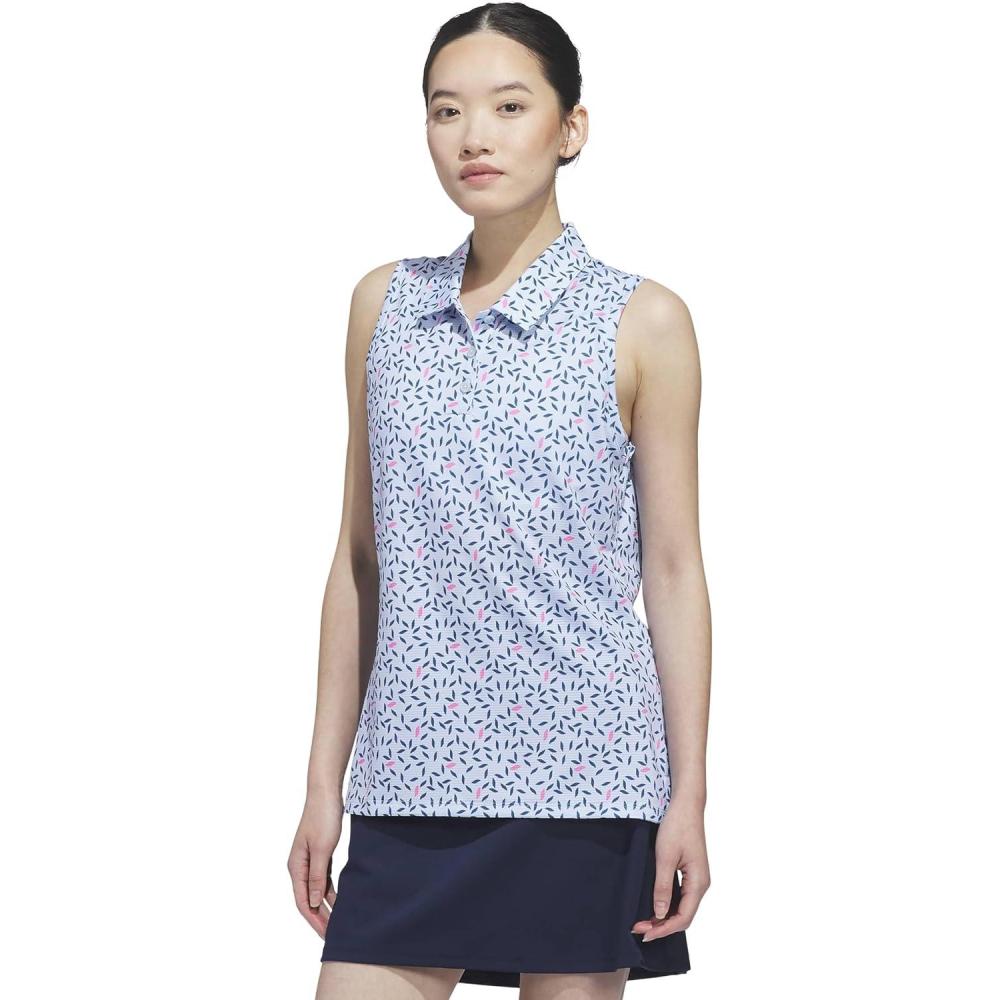 image:imageadidas Womens Ultimate365 Printed Ottoman Sleeveless PoloCrystal Sky