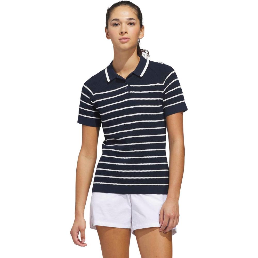 image:imageadidas Womens Ultimate365 Stripe Knit PoloCollegiate Navy