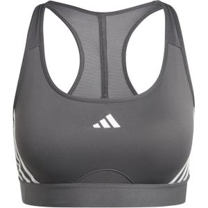 adidas Powerimpact Train Medium-Support 3-Stripes Women’s Sports Bra(Grey Six/White)