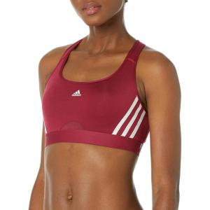 adidas Powerimpact Train Medium-Support 3-Stripes Women’s Sports Bra(Legacy Burgundy/White)