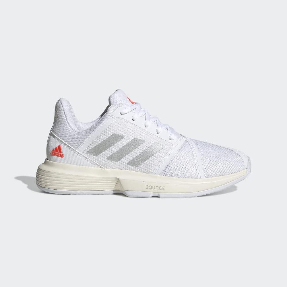 image:imageAdidas Mens Solematch BounceTennis ShoeWhiteSilver MetallicSolar Red