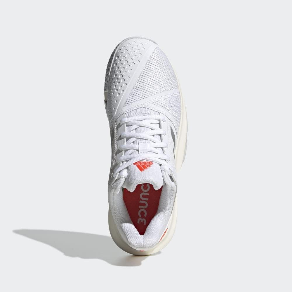 image:imageAdidas Mens Solematch BounceTennis ShoeWhiteSilver MetallicSolar Red