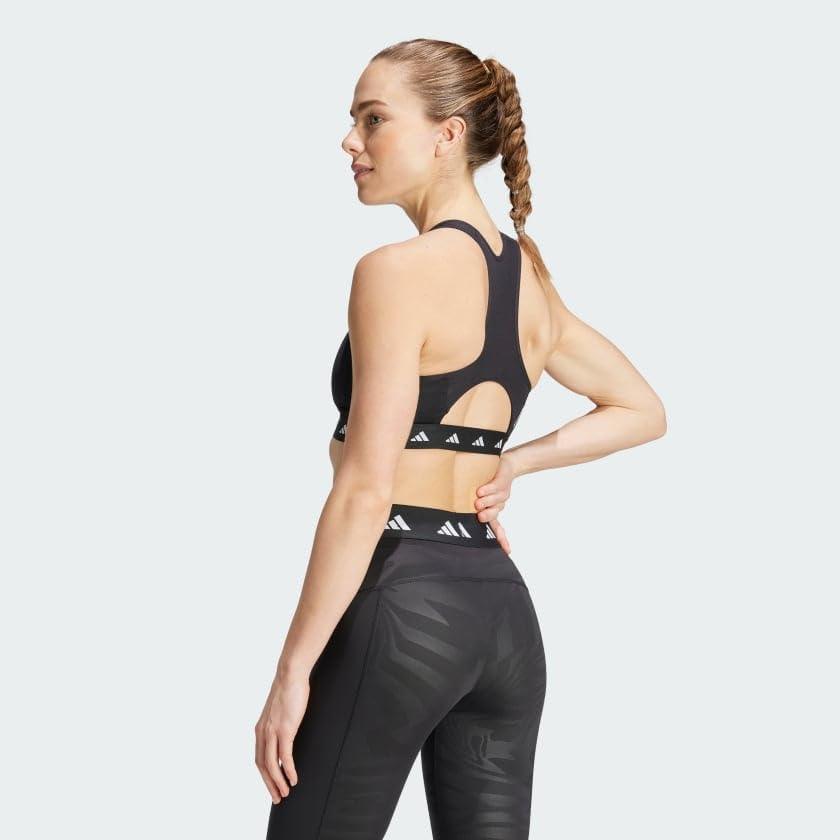 image:imageadidas Powerimpact Training MediumSupport Techfit HighNeck Zip BraCore Black