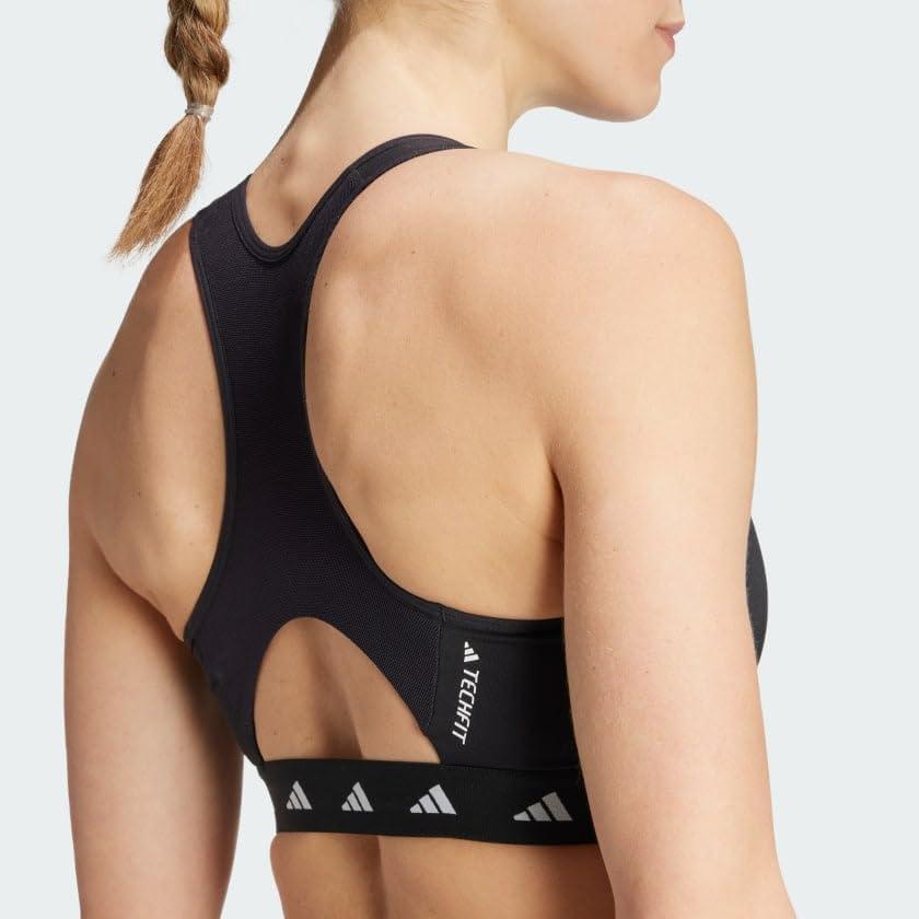 image:imageadidas Powerimpact Training MediumSupport Techfit HighNeck Zip BraCore Black
