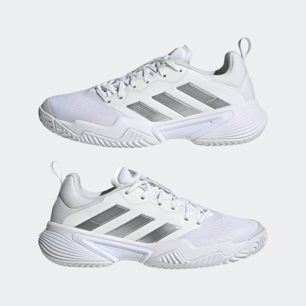 image:imageadidas Womens Barricade Tennis ShoesWhiteSilver MetallicGrey One