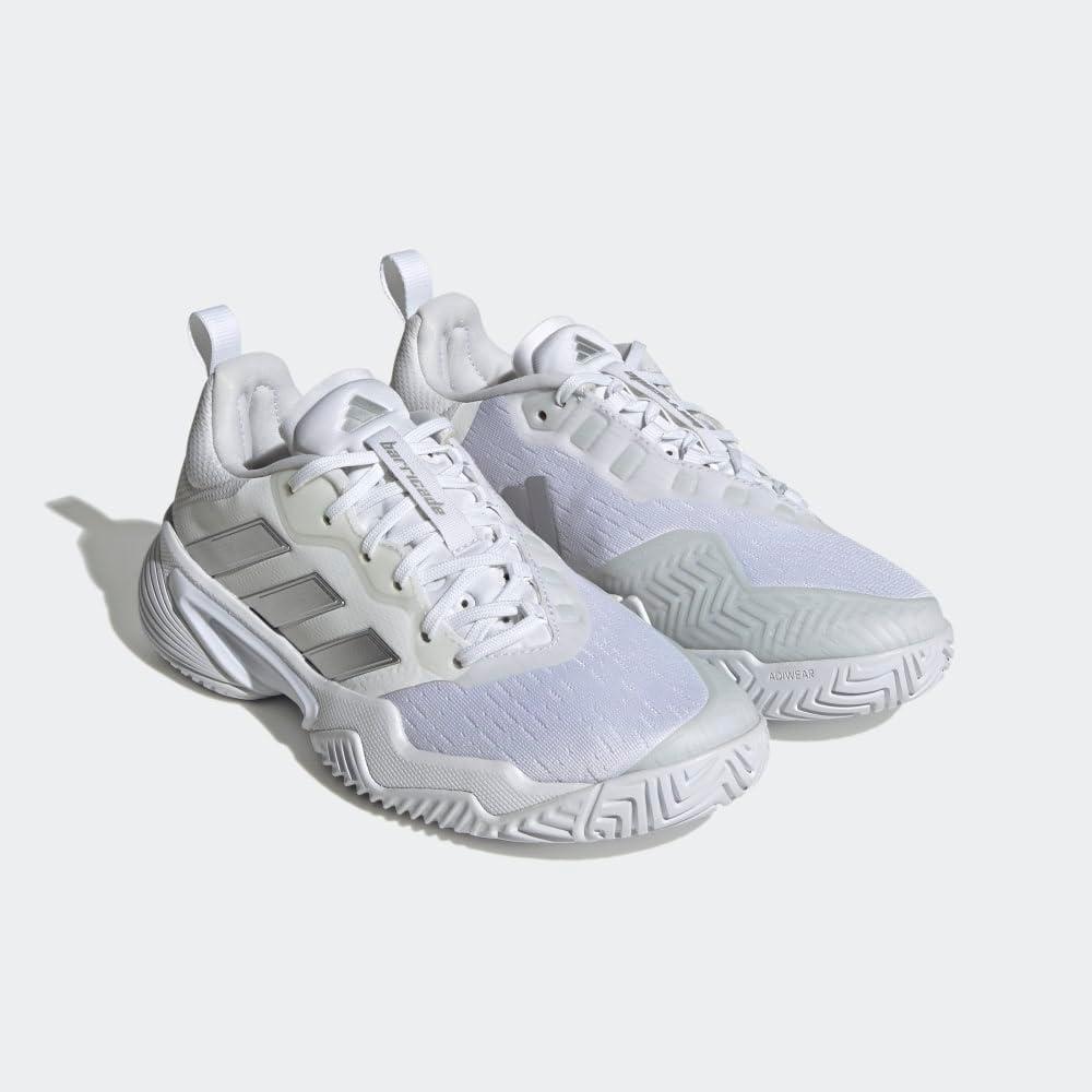 image:imageadidas Womens Barricade Tennis ShoesWhiteSilver MetallicGrey One