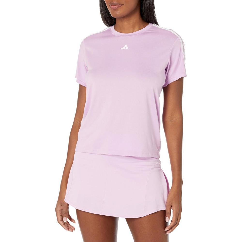 image:imageAdidas Womens Train Essentials 3Stripes TShirtBliss LilacWhite