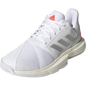 Adidas Mens Solematch BounceTennis Shoe(White/Silver Metallic/Solar Red)