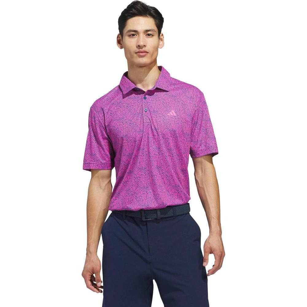 image:imageadidas Mens Ultimate365 Feather Print Polo ShirtLucid Pink Dusky Petrol
