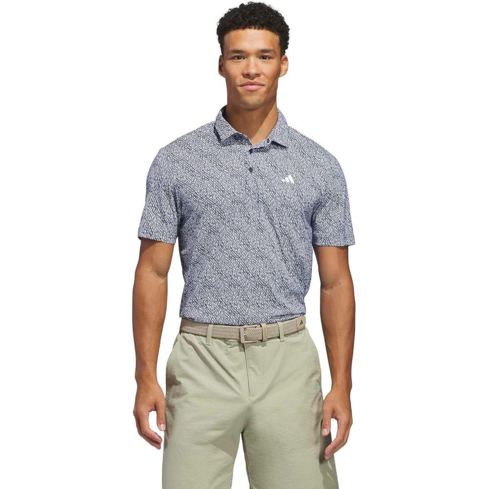 image:imageadidas Mens Ultimate365 Feather Print Polo ShirtWhite Collegiate Navy